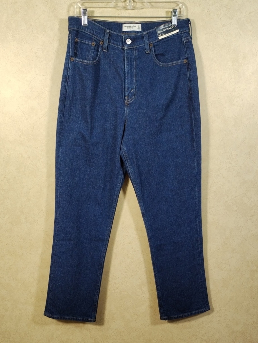 H196 Abercrombie & Fitch 90's Straight Ultra High Rise Blue Jeans 30S 10S NWT